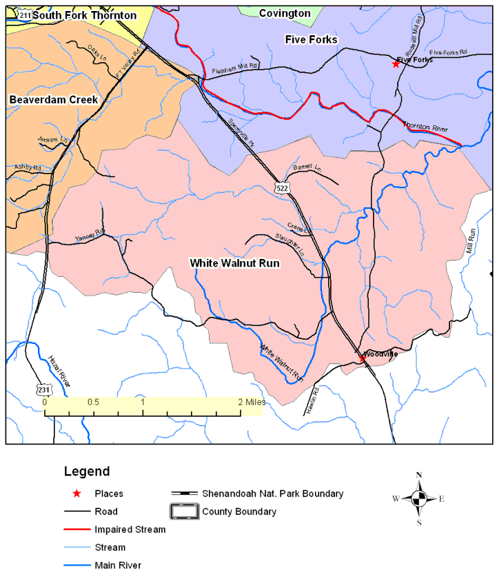 White Walnut Run Subwatershed, Overview Map